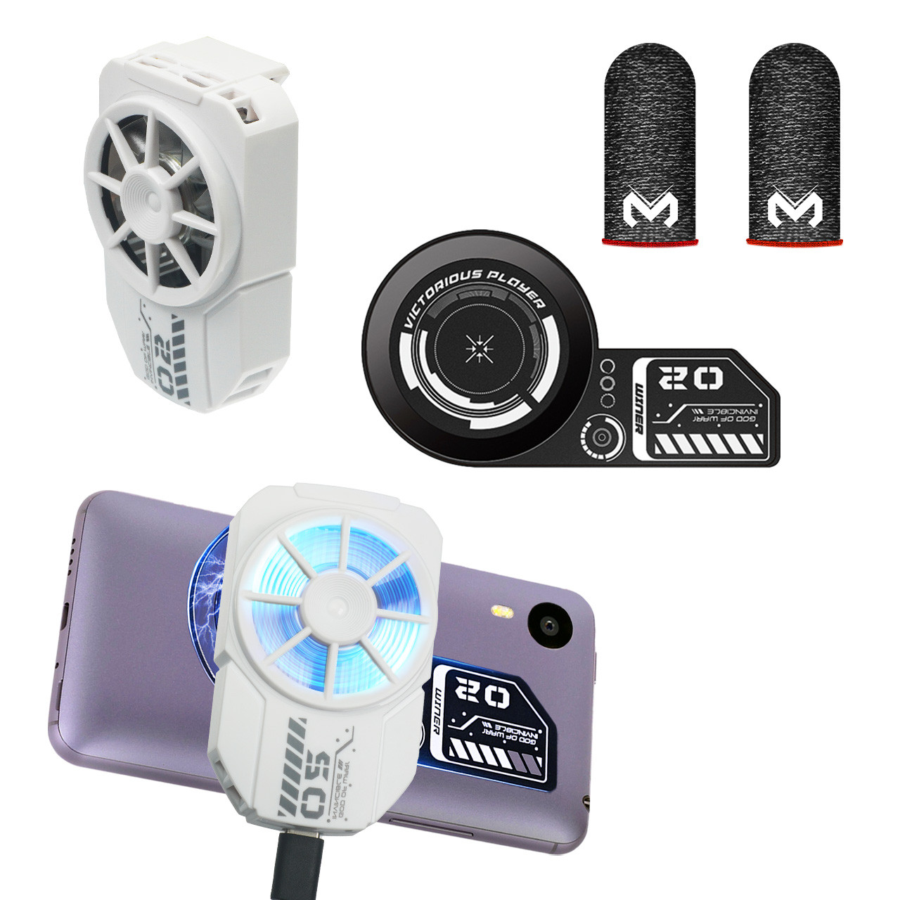 Комплект охолодження телефона MEMO: теплопровідна магнітна пластина VC01 + кулер Пельтьє DLA2 для смартфона напальчники FS01, фото 1