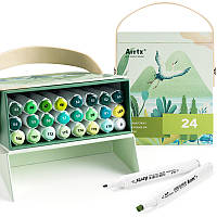 Спиртові маркери Arrtx Alp ASM-02GN 24 кольори, зелені відтінки DL
