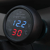 Автомобильные часы с термометром и вольтметром
