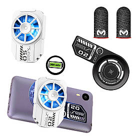 Комплект охолодження телефона MEMO: теплопровідна магнітна пластина VC01 + кулер Пельтьє FL-A2 з аккумулятором напальчники FS01