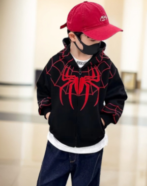 Дитяча підліткова толстовка Олімпійка Спайдермен Людина-Павук Spiderman Харадзюку чорна, розміри 110-160 см