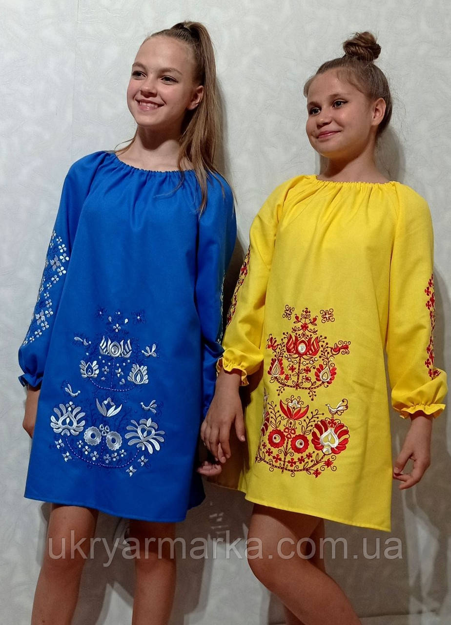 Вишивана дитяча сукня "Загадкові квіти"