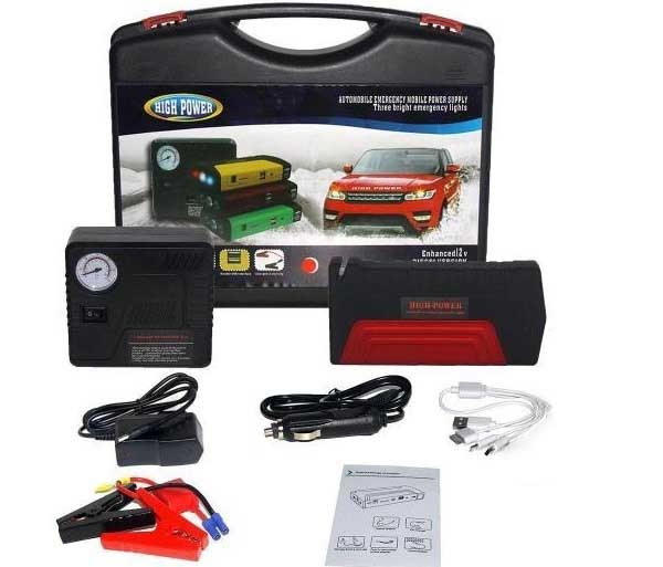 Car jump starter 20000mAh Power Bank зарядно пусковий пристрій для машини 4хUSB+Ліхтарик + КОМПРЕСОР