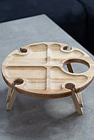 Винний столик, дерев'яна менажниця,піднос, дошка для подачі, дошка для нарізки, 35х35х17см.