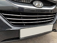 Полоски на решетку радиатора (3 шт, нерж) для Hyundai IX-35 2010-2015 годов от PR