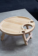 Винний столик, дерев'яна менажниця,піднос, дошка для подачі, дошка для нарізки, 35 діаметр 17 висота