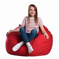 Бескаркасное кресло-груша 60*90 см красное, бескаркасное кресло для детей и взрослых ткань оксфорд+чехол