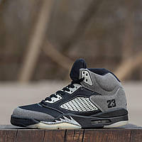 Мужские кроссовки Nike Air Jordan Retro 5 Black Grey 23 серые с черным