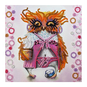 Набір для вишивання бісером "Сова з чашкою кави" Abris Art AM-104 15х15 см, Toyman