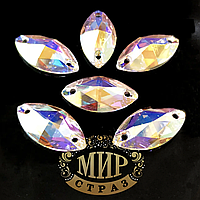 Пришивні човники Preciosa, 6х12 мм, колір Crystal AB, 1 шт.