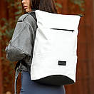 Жіночий рюкзак ROLLTOP X білий з еко шкіри з відділення під ноутбук на 20-26 літрів., фото 3