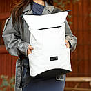 Жіночий рюкзак ROLLTOP X білий з еко шкіри з відділення під ноутбук на 20-26 літрів., фото 8