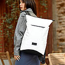 Жіночий рюкзак ROLLTOP X білий з еко шкіри з відділення під ноутбук на 20-26 літрів., фото 9