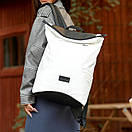 Жіночий рюкзак ROLLTOP X білий з еко шкіри з відділення під ноутбук на 20-26 літрів., фото 2