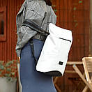 Жіночий рюкзак ROLLTOP X білий з еко шкіри з відділення під ноутбук на 20-26 літрів., фото 7