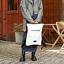 Жіночий рюкзак ROLLTOP X білий з еко шкіри з відділення під ноутбук на 20-26 літрів., фото 5