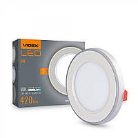 Світильник врізний LED з декоративною підсвіткою Videx 6 W + 3 W 5000 K + 2700 K
