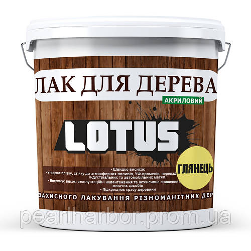 Лак акриловый для дерева LOTUS Прозрачный Глянцевый 10л XE, код ...