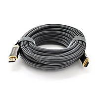 Кабель VEGGIEG HX-12 HDMI-HDMI 2K * 4K, 12.0m, v2,0, OD-8.0mm, круглий, обплетення, Black, коннектор