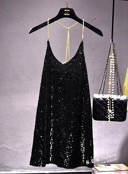 Сукня з маленькими пайєтками, колір - Black