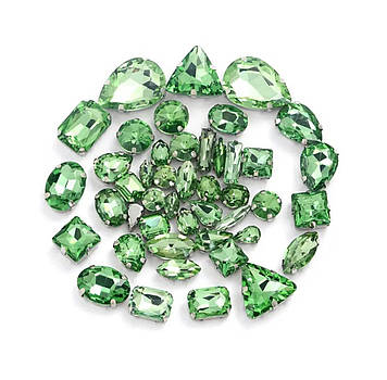 Мікс страз  Green в срібних цапах (уп 50шт)