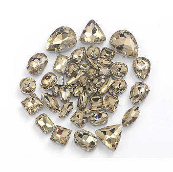 Мікс страз  Lt Col Topaz в срібних цапах (уп 50шт)