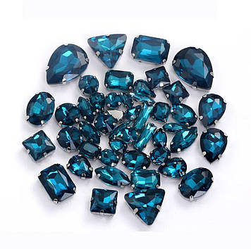 Мікс страз  Blue Zircon в срібних цапах (уп 50шт)