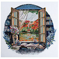 Набор для вышивки крестиком "Чаепитие у окна" Abris Art AH-199 23х23 см, Time Toys