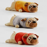Мягкая игрушка подушка плюшевый длинный Мопс в одежде 70 см крупная собака батон. Подушка обнимушка мопс.