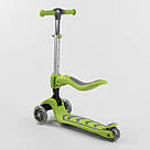 Складаний самокат для хлопчика дівчинки з сидінням Best Scooter T-07196 Салатовий Біговел самокат 2 в 1, фото 6