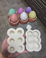 Ексклюзив. Набір силіконових молдів для шоколаду та ін "Великодні яйця з декором та лоток до них (3см)"