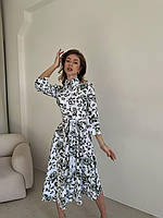 Нежное и женственное платье-миди на лето (софт) S, оливка