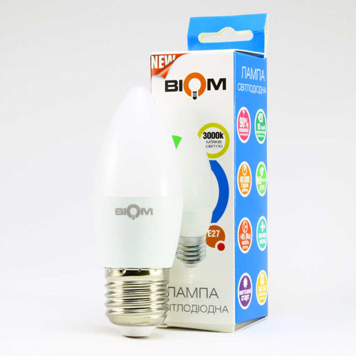 Світлодіодна лампа BIOM BT-547 C37 4W E27 3000К матова