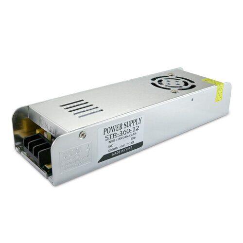 Блок живлення для світлодіодних стрічок OEM DC12 360 W 30 А STR-360 вузький (EMS-фільтр)