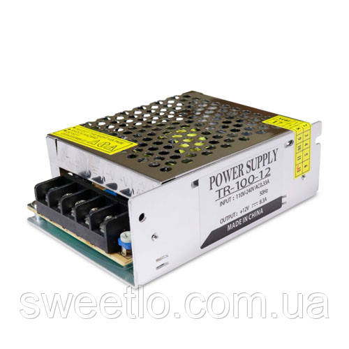 Блок живлення OEM TR-100-12 100W 12V 8,5A, пасивне охолодження, тихий, металевий корпус, IP20, фото 1
