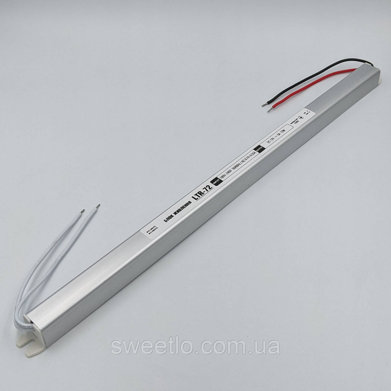 Блок живлення OEM LTR-72-12 Stick 72W 6A DC12V, IP20, металевий корпус, тонкий, компактний, тихий, фото 1