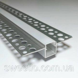 Профіль алюмінієвий врізний BIOM LDP-131 55х13 з розсіювачем, анодований, під гіпсокартон, прямий, фото 1