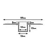 Профіль алюмінієвий врізний BIOM LDP-131 55х13 з розсіювачем, анодований, під гіпсокартон, прямий, фото 2