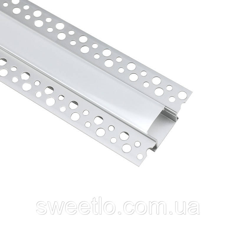 Профіль алюмінієвий врізний широкий BIOM LDP-141 58х14 з розсіювачем, анодований, під гіпсокартон, фото 1