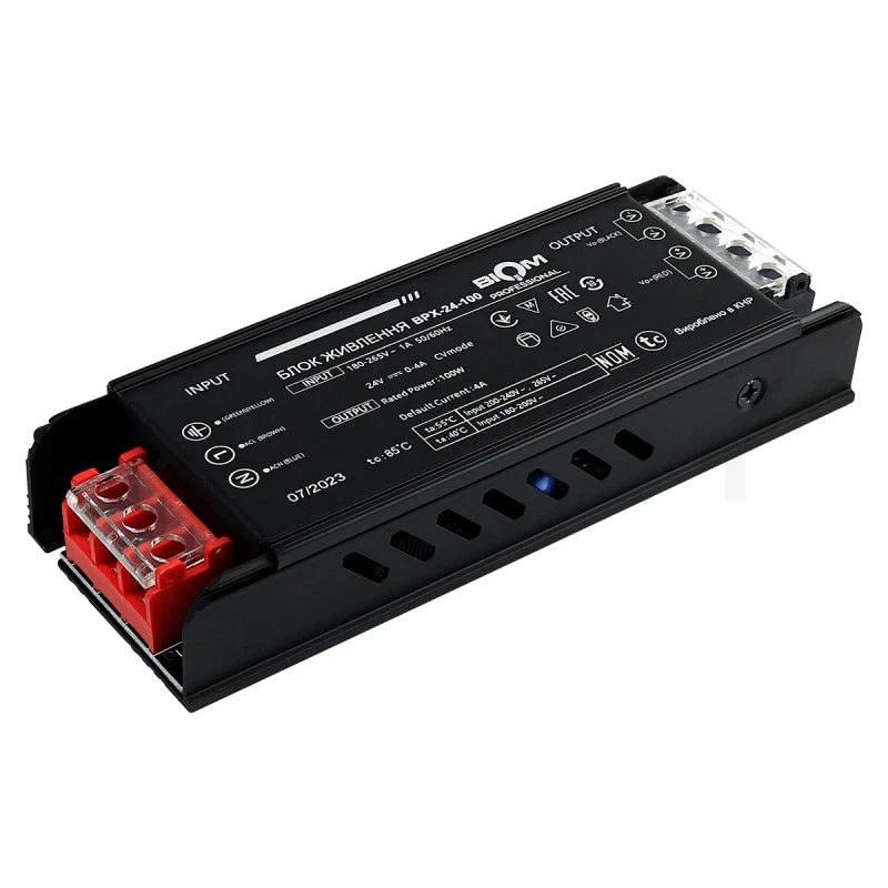 Блок живлення Biom Professional DC24 BPX-24-100W 4А, для світлодіодних стрічок, негерметичний, компактний, вузький