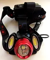 Ліхтар налобний акумуляторний WD-116-T6+2COB, 2x18650, Zoom