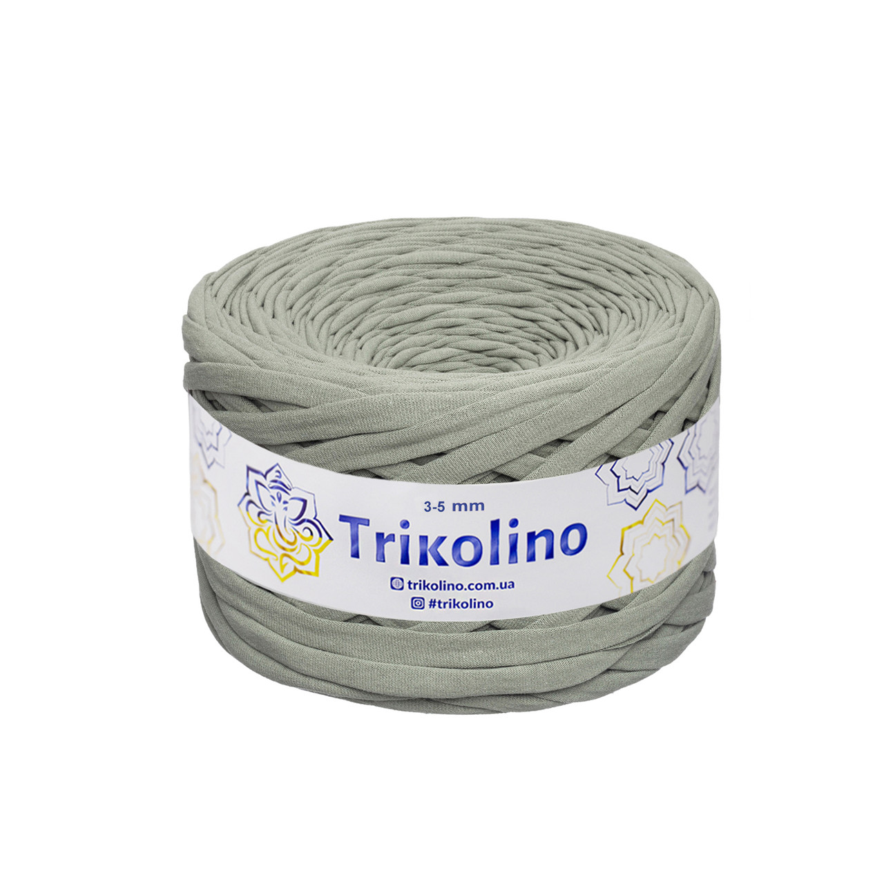 Трикотажна пряжа Trikolino, 3-5 мм, 100 м, Оливковий, нитки для в'язання