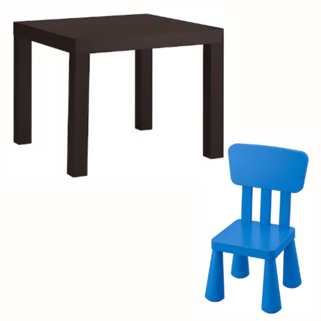 Дитячий набір: стіл IKEA LACK + стілець IKEA MAMMUT 2 предмети Чорно-синій