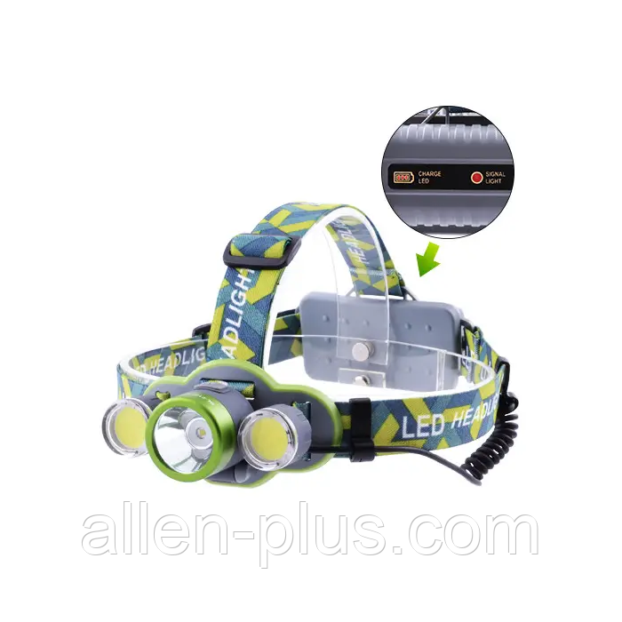 Налобний ліхтар акумуляторний BL-2133-T6+2COB, zoom (2х18650, 3 режиму)