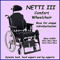 Багатофункціональна коляска для довготривалого догляду Alu Rehab Netti III Long Therapy Comfort Wheelchair