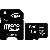 Карта памяти MicroSDHC 16GB UHS-I Class 10 Team Black + SD-adapter (TUSDH16GCL10U03) XE, код: 1901168