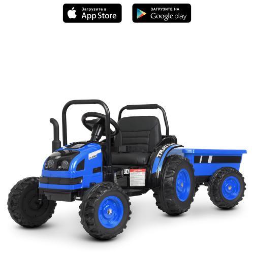 Дитячий трактор - електромобіль з причепом Bambi, синій