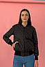Куртка жіноча весняна коротка чорна стьобана бомбер 3392-04, фото 3