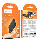 Зовнішній акумулятор Power Bank Hoco J115 - 5000mAh Ultra Slim чорний, фото 4