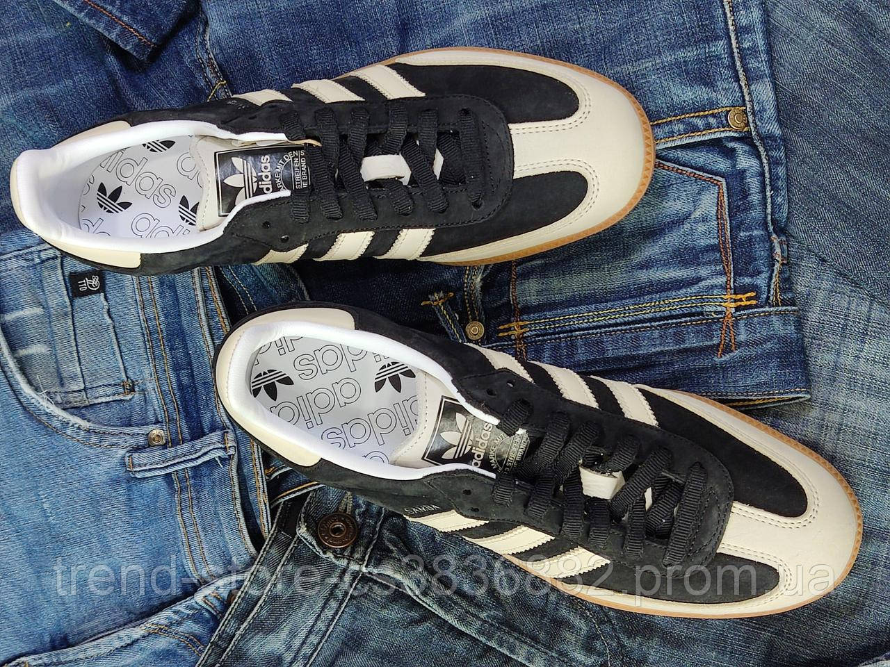 Кросівки адідас брендові спортивні оригінал ADIDAS Samba OG Black Wonder White, брендові оригінальні демісезонні кроси